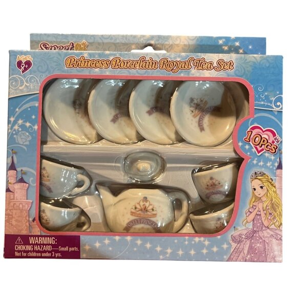 NIB Sweet Princess 10-Piece Princess Porcelain Royal Tea Set For Kids - Picture 1 of 4